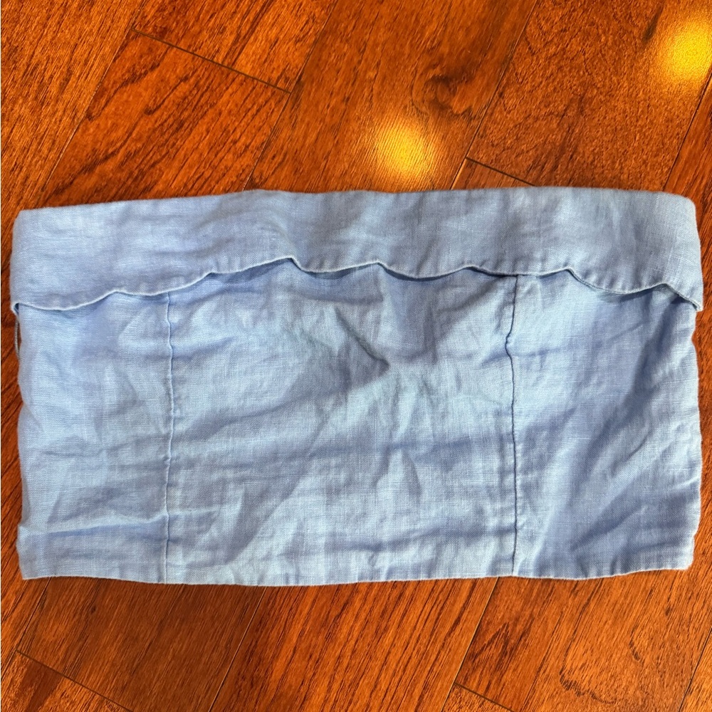 Abercrombie & Fitch Premium Linen Strapless Scallop Top Size Large 100% linen - Picture 2 of 6